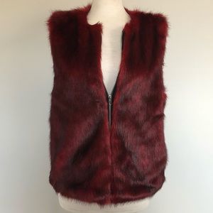 Mob wives Faux Fur Red hot Vest Sz M